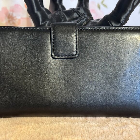 ✨ Michael Kors Florence Black Leather Bifold Wallet – AUTHENTIC – Gold MK Logo ✨ - Picture 2 of 5